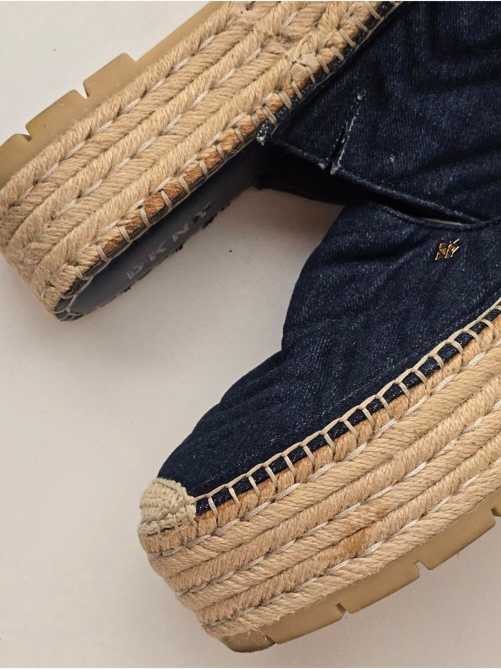 DKNY Ricki Espadrille Flatform Mules in Denim Navy Blue Size 9 - Picture 6 of 13